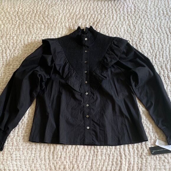 Black Ruffled Women's Top - Picture 1 of 7